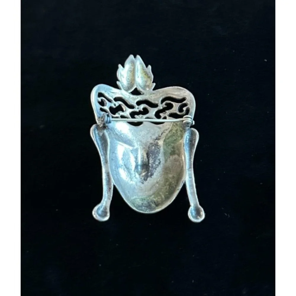 Sterling‎ Silver SIAM Asian Face Brooch 1940s Jewelry